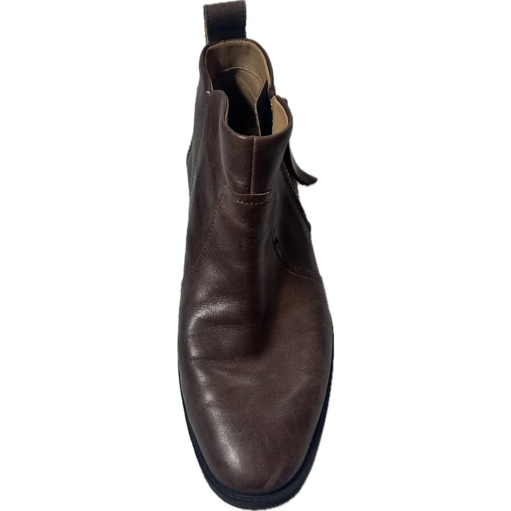 UGG Aureo 1098314 Women's 10 Brown Leather Side Zip Ankle Boots Booties